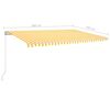 vidaXL Toldo autom&aacute;tico LED sensor de viento amarillo y blanco 5x3,5 m
