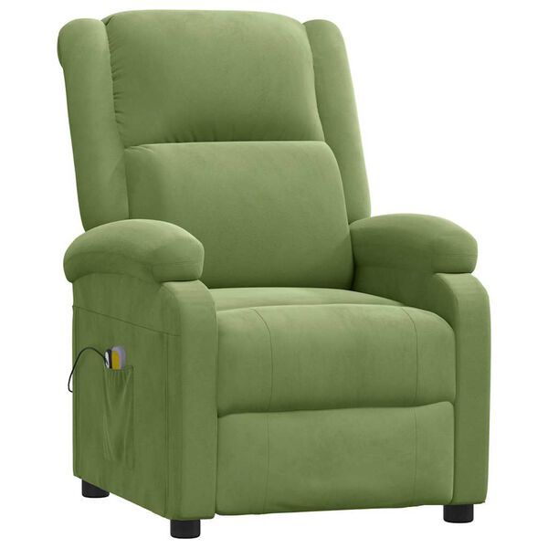 vidaXL Sillón de masaje eléctrico terciopelo verde claro
