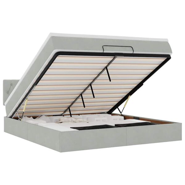 vidaXL Estructura de cama otomana con colch&oacute;n gris claro 160x200cm