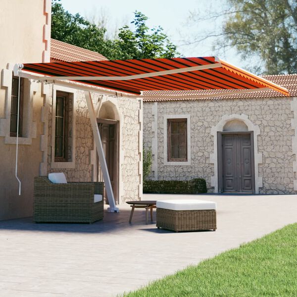 vidaXL Toldo de pie retr&aacute;ctil manual naranja y marr&oacute;n 400x300 cm