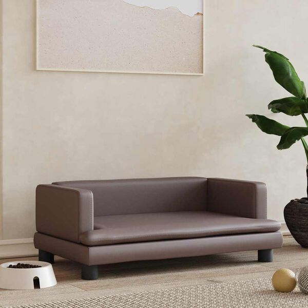 vidaXL Cama para perros de cuero sint&eacute;tico marr&oacute;n 80x45x30 cm