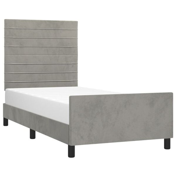 vidaXL Estructura de cama sin colch&oacute;n terciopelo gris claro 100x200 cm