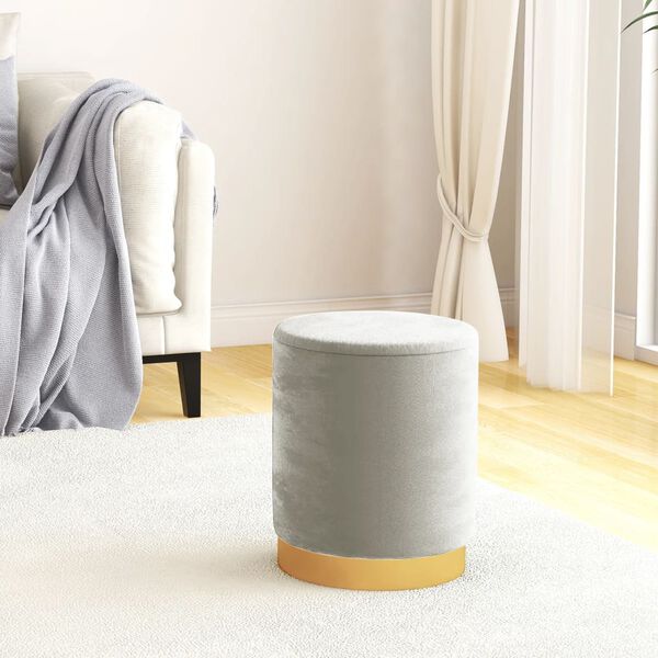 vidaXL Taburete con almacenaje redondo terciopelo 31 x 37 cm gris claro