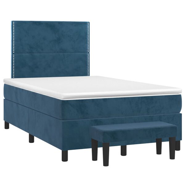 vidaXL Cama box spring con colch&oacute;n terciopelo azul oscuro 120x200 cm