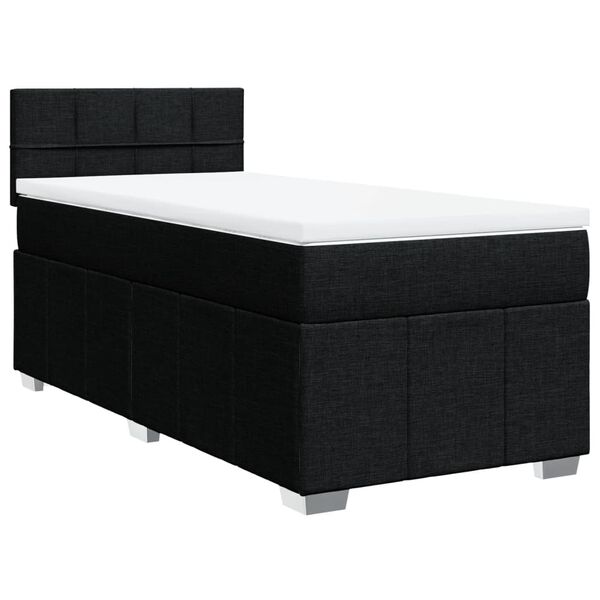 vidaXL Cama box spring con colch&oacute;n tela negro 100x200 cm