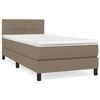 vidaXL Cama box spring con colch&oacute;n tela gris taupe 80x200 cm