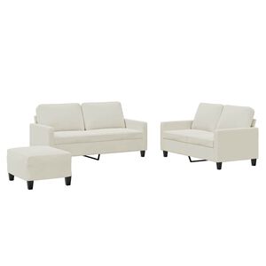 vidaXL Juego de sof&aacute;s con cojines 3 piezas terciopelo crema