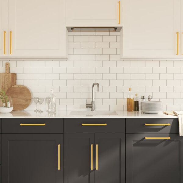 vidaXL Tiradores para armarios 10 uds acero inoxidable dorado 224 mm