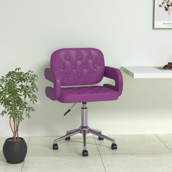 vidaXL Silla de comedor giratoria de cuero sint&eacute;tico morado