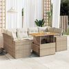 vidaXL Set sof&aacute;s de jard&iacute;n 7 piezas y cojines rat&aacute;n sint&eacute;tico beige