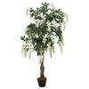 vidaXL Árbol de wisteria artificial 840 hojas verde y blanco 150 cm