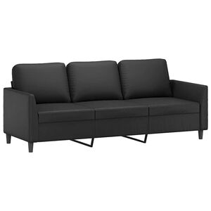 vidaXL Sof&aacute; de 3 plazas de cuero sint&eacute;tico negro 180 cm