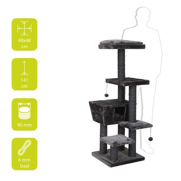 Ebi Rascador para gatos North Dakota gris 48x48x141 cm