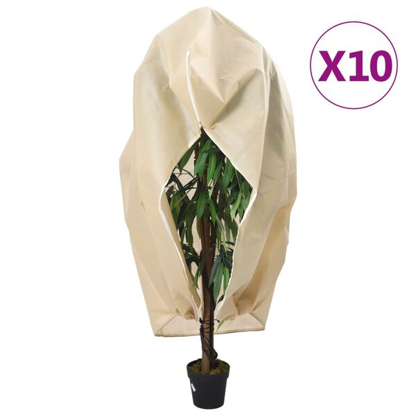 vidaXL Cubierta para plantas con cremallera 10 uds 70 g/m&sup2; 1,55x1,55 m