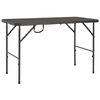 vidaXL Mesa de jard&iacute;n plegable HDPE marr&oacute;n aspecto rat&aacute;n 120x60x74 cm