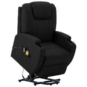 vidaXL Sill&oacute;n de masaje elevable cuero sint&eacute;tico negro