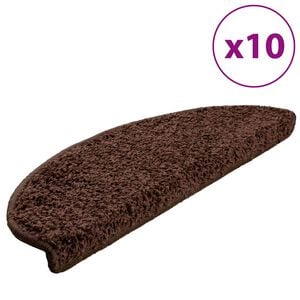 vidaXL Felpudos para escaleras 10 unidades 65x21x4 cm Marr&oacute;n Semicircular Grande