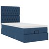 vidaXL Estructura de cama otomana con colch&oacute;n tela azul 90x190 cm