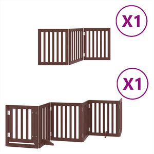vidaXL Puerta de perros plegable 9 paneles madera &aacute;lamo marr&oacute;n 450 cm