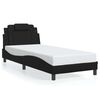 vidaXL Estructura de cama Viana sin colch&oacute;n cuero sint&eacute;tico negro 90x190 cm