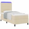 vidaXL Cama tipo Box Spring con colch&oacute;n con LED Crema 90 x 200 cm tela