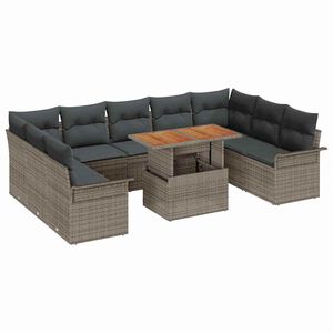 vidaXL Conjunto de sof&aacute; de jard&iacute;n 10 uds. Gris