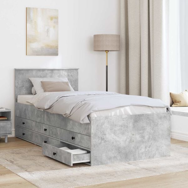 vidaXL Sof&aacute; cama con caj&oacute;n Manual Gris Concreto y Negro 100 x 200 cm