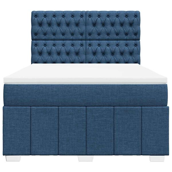 vidaXL Cama box spring con colch&oacute;n tela azul 140x190 cm