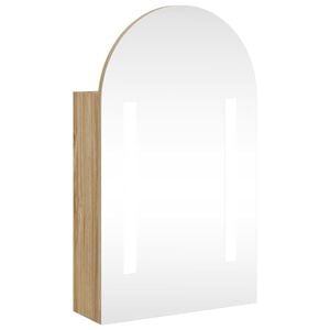 vidaXL Mueble de ba&ntilde;o con espejo arqueado y luz LED roble 42x13x70 cm