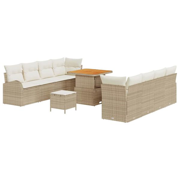 vidaXL Conjunto de sofá de jardín 11 pcs Beige y Crema 80 x 80 x 71 cm