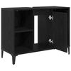 vidaXL Mueble de lavabo con estante Roble Negro 80 x 33 x 60 cm