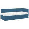 vidaXL Estructura de Cama Esquina con Colch&oacute;n 2 pcs Azul Terciopelo