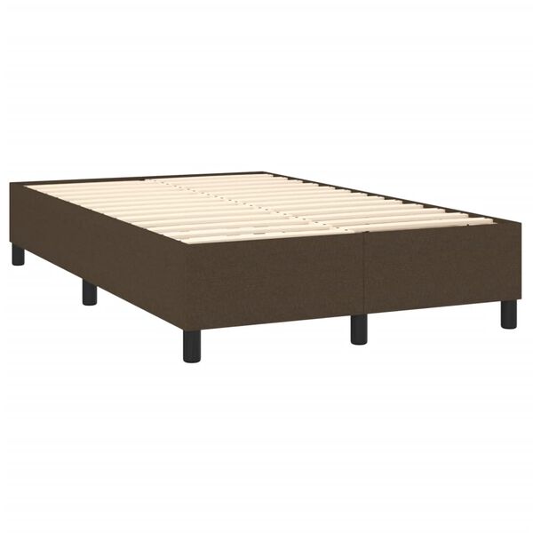 vidaXL Cama box spring con colch&oacute;n tela marr&oacute;n oscuro 140x190 cm