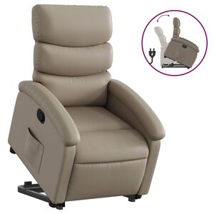 vidaXL Sill&oacute;n reclinable elevable cuero artificial color capuchino