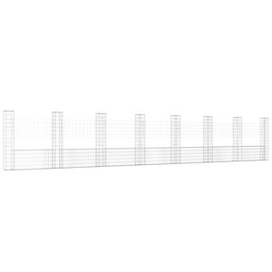 vidaXL Cesta de gaviones forma de U 8 postes de hierro 860x20x150 cm