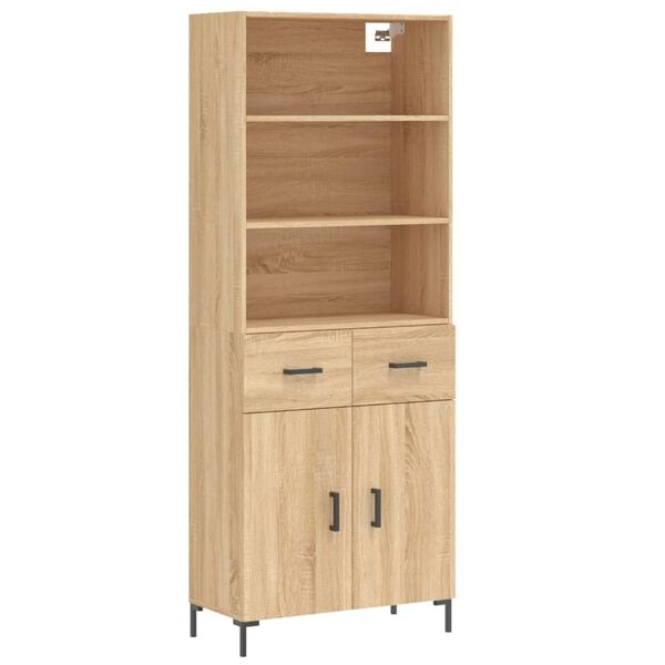 vidaXL Aparador alto madera contrachapada color roble 69,5x34x180 cm