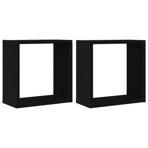 vidaXL Estantes cubo de pared 2 uds madera roble negro 30x15x30 cm