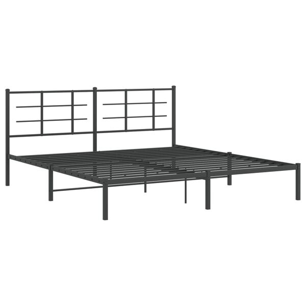 vidaXL Estructura cama sin colch&oacute;n con cabecero metal negro 180x200 cm