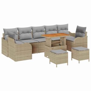 vidaXL Conjunto de sof&aacute; de jard&iacute;n con coj&iacute;n 10 pcs Beige y Gris Claro