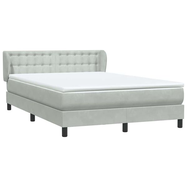 vidaXL Cama box spring con colch&oacute;n terciopelo gris claro 140x210 cm