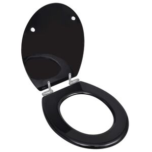 vidaXL Asiento inodoro WC MDF tapa de cierre suave dise&ntilde;o negro