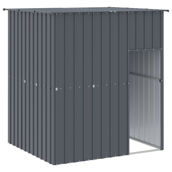 vidaXL Caseta perros con tejado acero galvanizado gris 165x153x181 cm