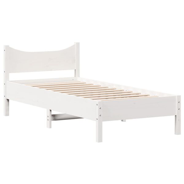 vidaXL Estructura de cama sin colch&oacute;n madera maciza blanca 90x190 cm