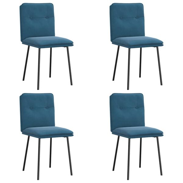 vidaXL Sillas de comedor 4 unidades terciopelo azul