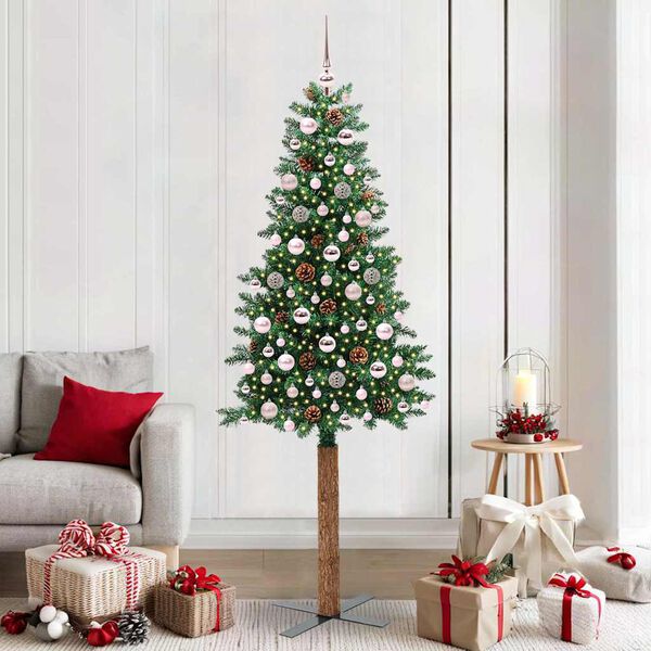 vidaXL &Aacute;rbol de Navidad Delgado con 300 LED con soporte Verde 210 cm