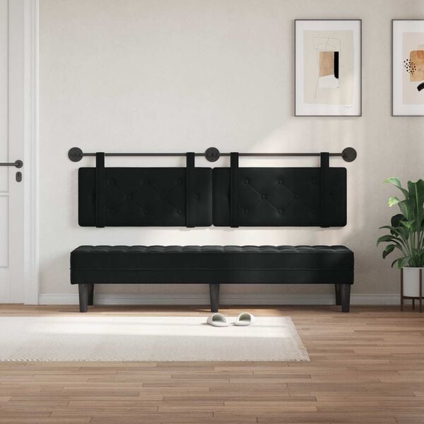 vidaXL Cabecera Colgante Negro 190 x 55 x 5 cm Terciopelo