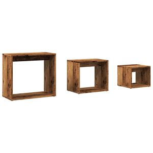 vidaXL Mesas apilables 3 uds madera de ingenier&iacute;a envejecida