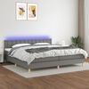 vidaXL Cama box spring con colch&oacute;n y LED tela gris oscuro 200x200 cm