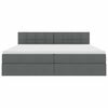vidaXL Cama con almacenamiento y LED Gris oscuro 200 x 200 cm tela