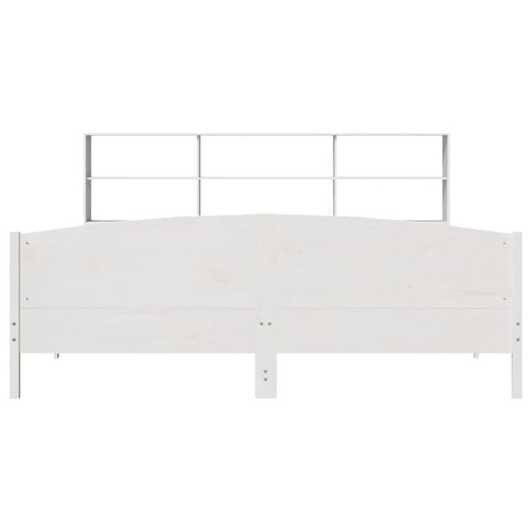 vidaXL Cama con estanter&iacute;a sin colch&oacute;n madera maciza blanca 180x200 cm